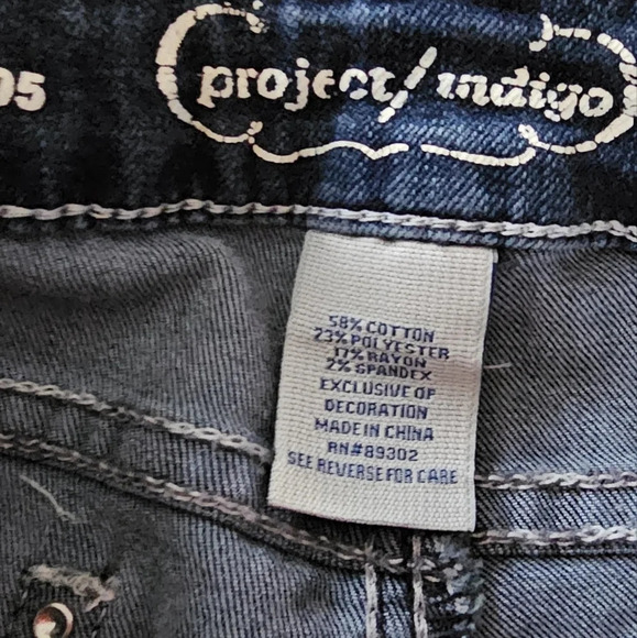 Vintage Project Indigo Boot Cut Denim Jeans Embroidered Studded 5 - Picture 3 of 9